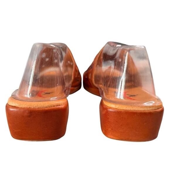 Pikolinos Leather Sandals Caramel Aztec Cutout Low Wedge Slides Size 7/38 - Picture 3 of 8